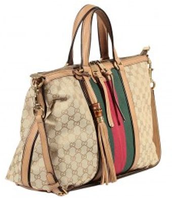 Gucci Rania Gg Shopping Bag Web - Lyst