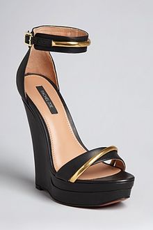 Rachel Zoe Katlyn Platform Wedge Sandal in Black (black/gold) | Lyst