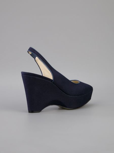 Stella Mccartney Canvas Wedge Shoe in Blue (navy) | Lyst