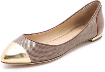 B Brian Atwood Avignon Ballet Flats with Cap Toe - Lyst