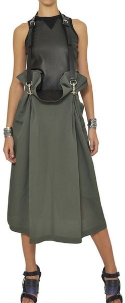 Damir Doma Leather and Silk Cady Skirt - Lyst