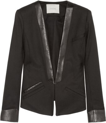 Maje Asphalte Leather-Trimmed Twill Jacket - Lyst