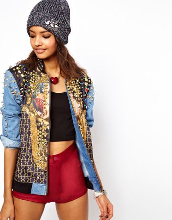 ASOS Collection Embellished Jewel Denim Jacket - Lyst