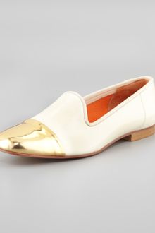 Bettye Muller Premier Metallic Captoe Suede Smoking Slipper - Lyst