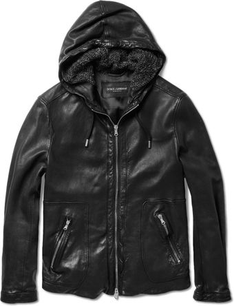 Dolce & Gabbana Hooded Leather Jacket - Lyst
