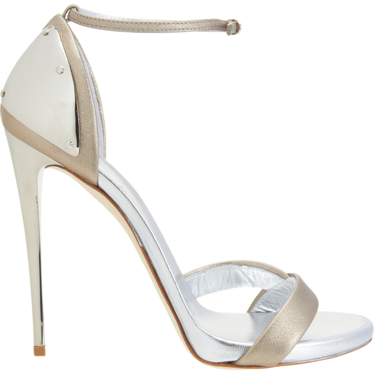 kredsløb Mona Lisa Tredive Shoeniverse: Plated heel silver sandals by Giuseppe Zanotti in pewter and  silver