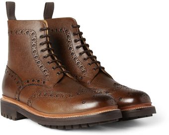 Grenson Fred Texturedleather Brogue Boots - Lyst