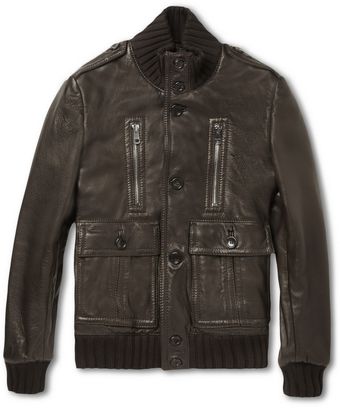Gucci Padded Leather Bomber Jacket - Lyst