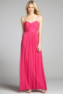 Vera Wang Lavender Geranium Pink Pleated Crinkle Silk Chiffon Gown - Lyst