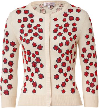 L'Wren Scott Creammulti Embroidered Cashmereblend Cardigan - Lyst