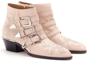 Chloé Studded Leather Buckle Boots - Lyst