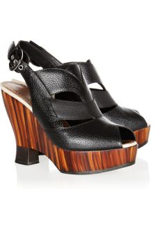 Proenza Schouler Cutout Leather and Wooden Wedge Sandals - Lyst