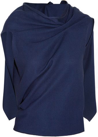 Roland Mouret Eugene Draped Cotton Piqué Top - Lyst