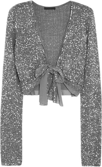 Donna Karan New York Sequined Pointelle Cashmereblend Shrug - Lyst