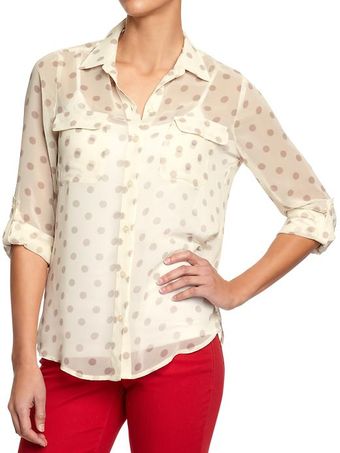Old Navy Buttonfront Chiffon Tops - Lyst