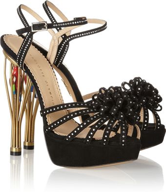 Charlotte Olympia Birds Of Paradise Crystalembellished Suede and Metal Sandals - Lyst