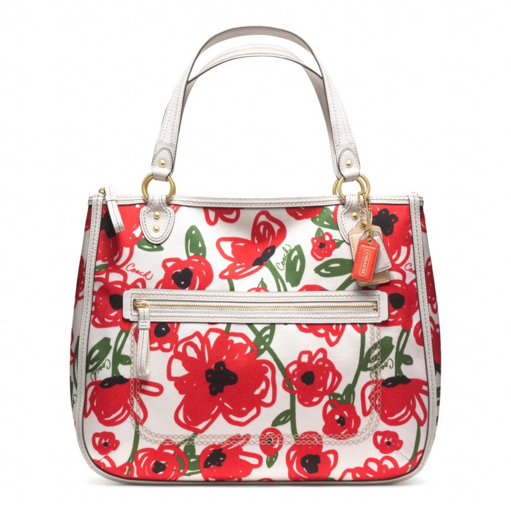 Coach Poppy Floral Print Hallie Tote in Red (b4/white multicolor) | Lyst