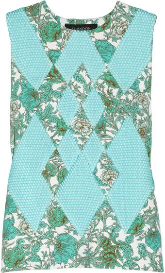 Thakoon Printed Scubajersey and Mesh Top - Lyst
