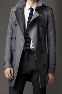 Burberry Mid-Length Cotton Gabardine Trench Coat - Lyst
