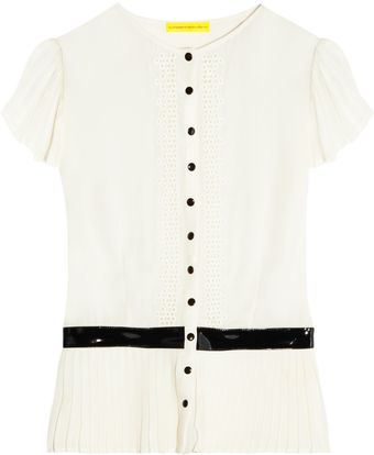 Catherine Malandrino Pleated Silkgeorgette Top - Lyst