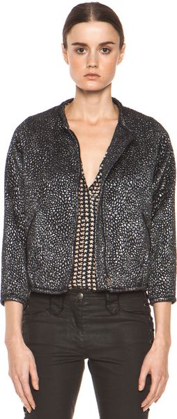 Isabel Marant Ginkle Bumpy Lurex Metallic Jacket in Black Silver - Lyst