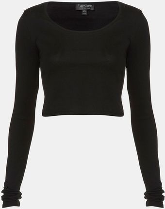 Topshop Long Sleeve Crop Tee - Lyst