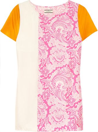By Malene Birger Elvura Colorblock Printed Silk Top - Lyst