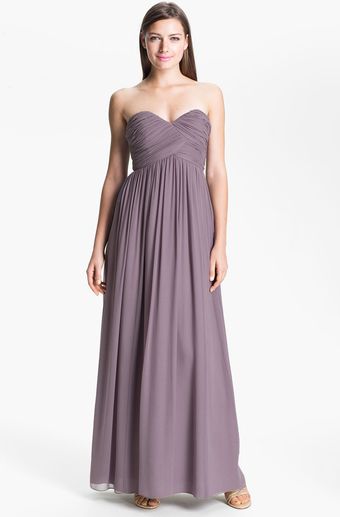 Donna Morgan Ruched Sweetheart Silk Chiffon Gown - Lyst