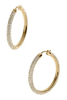 Michael Kors Pave Hoop Earrings Golden - Lyst