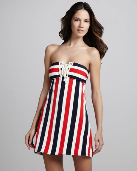 couture port striped swimdress in siren multi 643 lyst couture port striped swimdress in siren multi 643 lyst