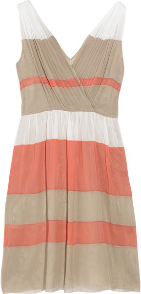Alberta Ferretti Striped Silkchiffon Wrapeffect Dress - Lyst