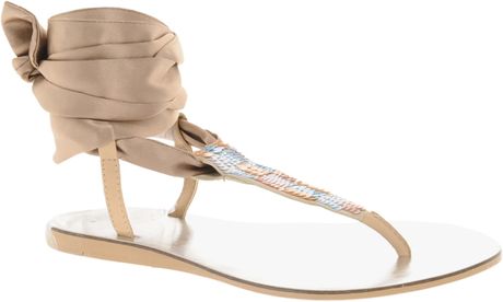 flat sandals with ribbon ankle wrap