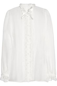 Dolce & Gabbana Lacetrimmed Silk Chiffon Blouse - Lyst