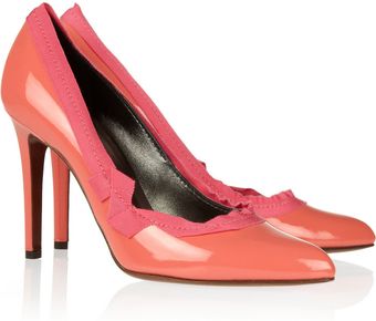 Lanvin Grosgrain Trimmed Patent Leather Pumps - Lyst