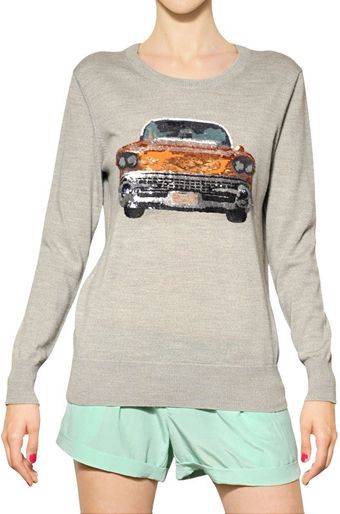 Markus Lupfer Sequin Cadillac Fine Wool Knit Sweater - Lyst