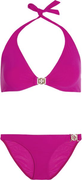 Tory Burch Logo Halterneck Bikini - Lyst