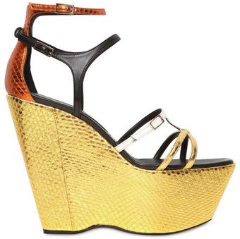 Diego Dolcini 140mm Python Print Calfskin Wedges - Lyst