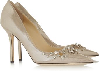 Jimmy Choo Flick Embellished Glitter Finished Leather Pumps - Lyst
