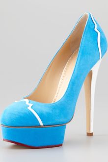 Charlotte Olympia Suede Leathertrim Platform Pump - Lyst