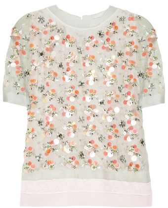 Diane Von Furstenberg Delia Embellished Silkblend Top - Lyst