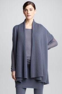 Donna Karan New York Ribbed Draped Cashmere Cardigan - Lyst