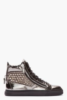 Giuseppe Zanotti Metallic Green Studded London Sneakers - Lyst