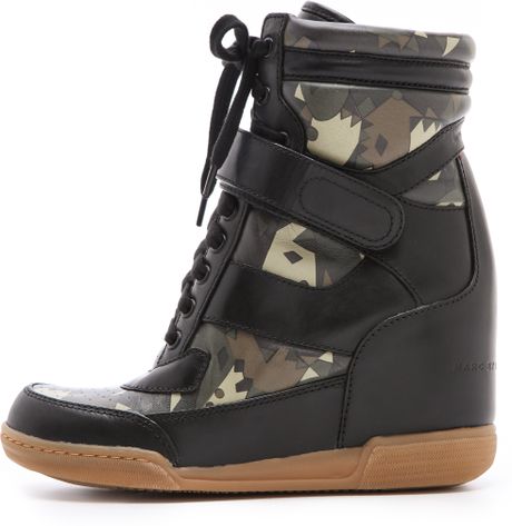 black camo wedge sneakers