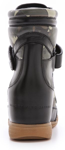 black camo wedge sneakers