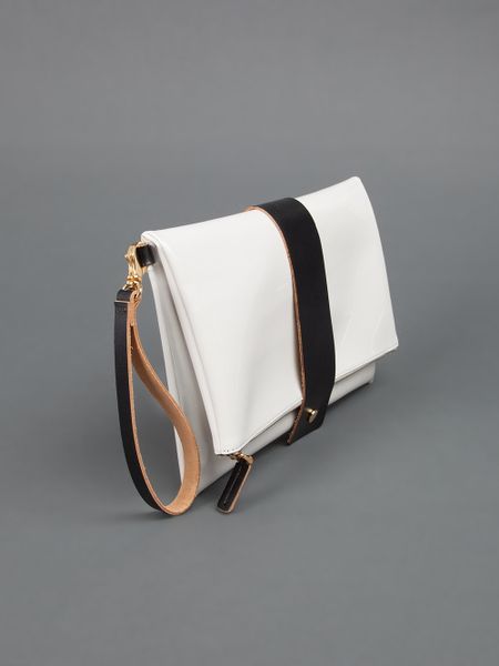 Marni Clutch Bag with Wrist Strap in White | Lyst