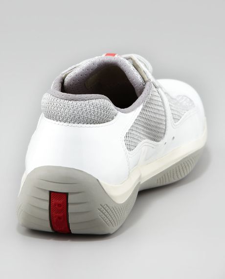 Prada Americas Cup Sneaker in White (white/silver) | Lyst