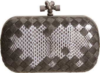 Bottega Veneta Knot Intrecciato Metal Meshsnakeskin Clutch - Lyst