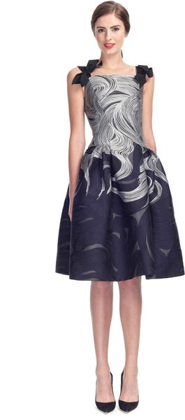 Carolina Herrera Waves Jacquard Party Dress - Lyst