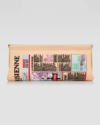 Charlotte Olympia Embroidered Newspaper Clutch - Lyst