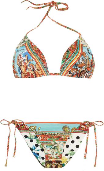 Dolce & Gabbana Reversible Printed Triangle Bikini - Lyst